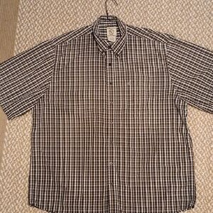 Men's Black and White Checkered Short Sleeve Shirt